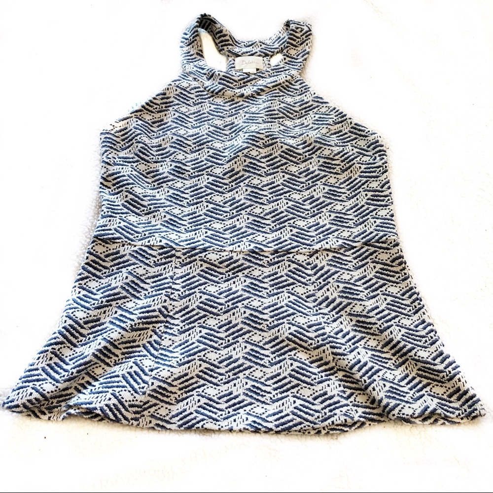 Anthro Deletta Blue White Peplum Tank Top Halter